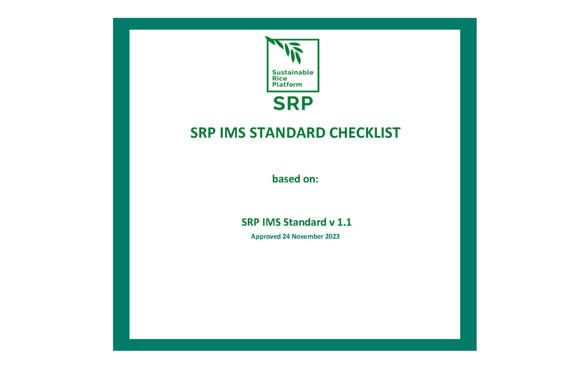 SRP Internal Management System (IMS) Checklist