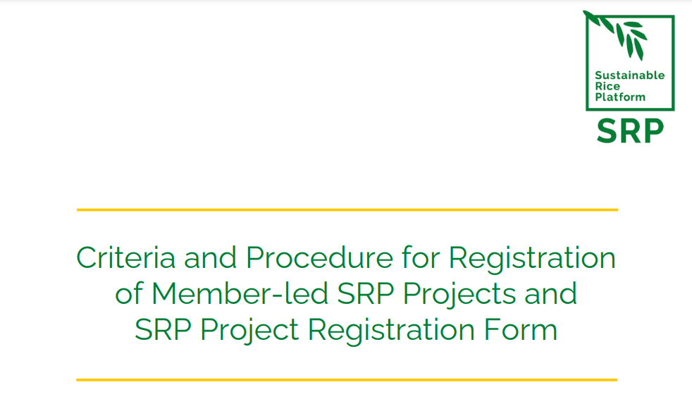 Criteria and Procedure for Registration of Member-led SRP Projects and SRP Project Registration Form